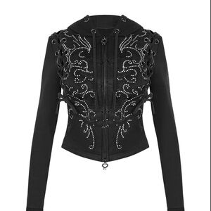 Vendetta Lace Up Fitted Zip Hoodie